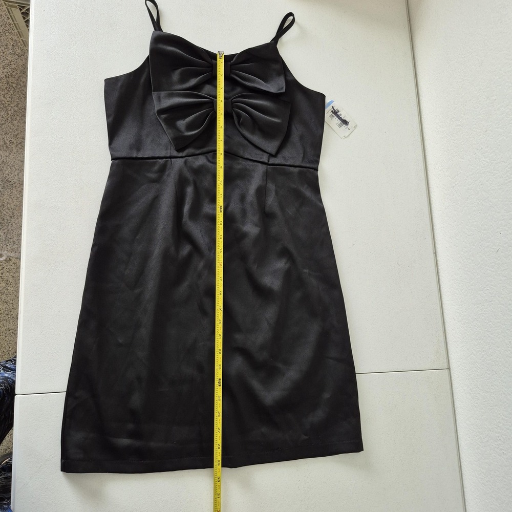 Zunie Dress Girls 16 Black Satin Bow Front Spaghetti Strap Party Mini‎ - Picture 9 of 9